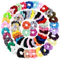 UNIQ bulk buy scrunchies  with hair ribbon elastic headband solid color chiffon  solid velvet Solid sati